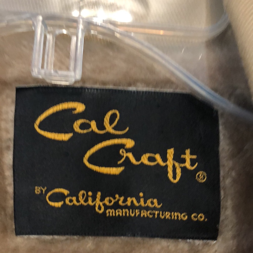 1970s Vintage Cal Craft coat Men's Large L camel tan button front LIKE NEW khaki - Picture 7 of 12